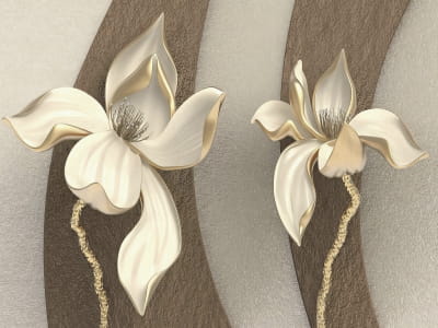 Фотообои Золотые 3Д цветы