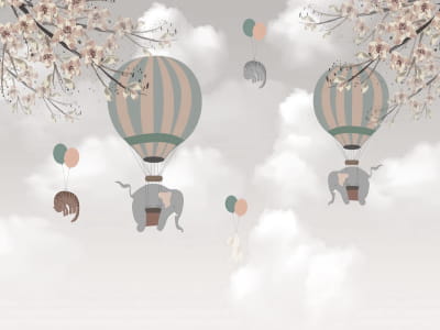 Фотообои Животные на воздушных шарах