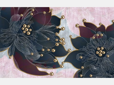 Фотошпалери Квіти з перлинами 3Д