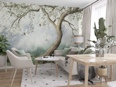 Фотообои Сакура белого цвета