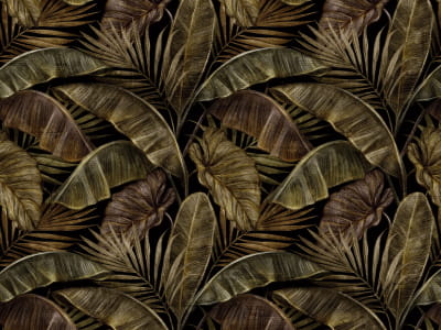 Фотообои Золотые тропические листья