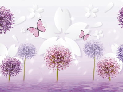 Фотообои Сиреневые цветы 3Д