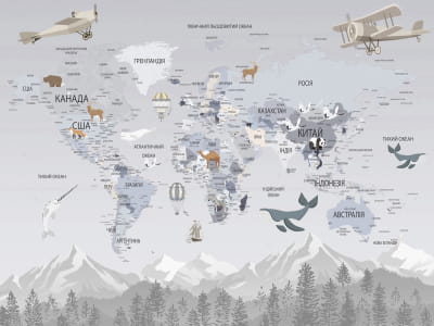 Фотошпалери Карта тварин світу