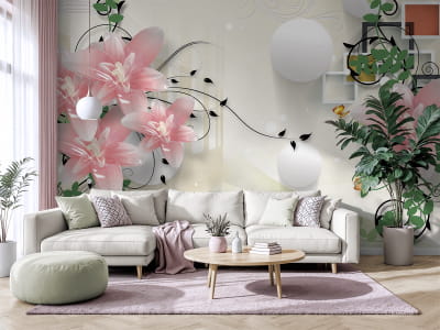 Фотообои Розовые лилии 3Д