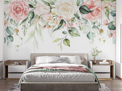 Фотошпалери Прекрасні троянди, акварель ( код: 26483 ) Фотошпалери Прекрасні троянди, акварель