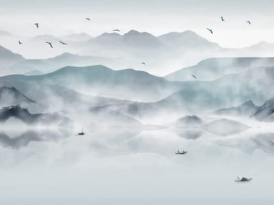 Фотообои Туманные синие горы