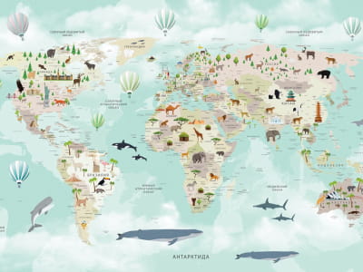Фотообои Лазурная карта мира