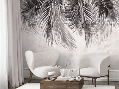 Фотообои Бежевые тропические листья