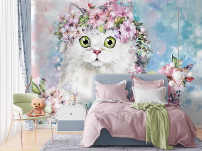 Фотообои Кот с цветами