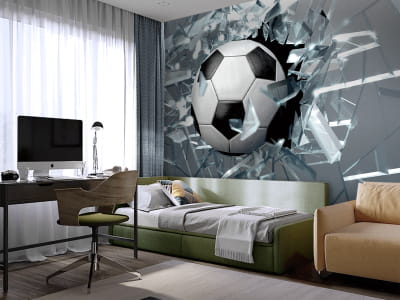 Фотообои Футбольный мяч и стекло 3Д