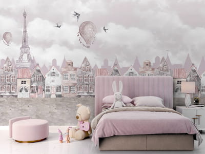 Фотообои Сказочный Париж, акварель ( код: 26866 ) Фотообои Сказочный Париж, акварель