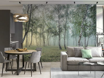 Фотообои Таинственный березовый лес