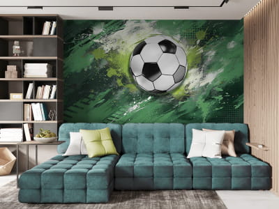 Фотошпалери Футбольний м'яч на зеленому