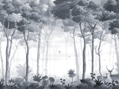 Фотообои Прекрасный лес в синем тумане ( код: 27215 ) Фотообои Прекрасный лес в синем тумане