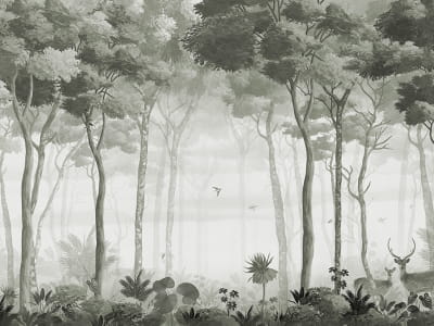 Фотообои Зеленый лесной пейзаж ( код: 27216 ) Фотообои Зеленый лесной пейзаж