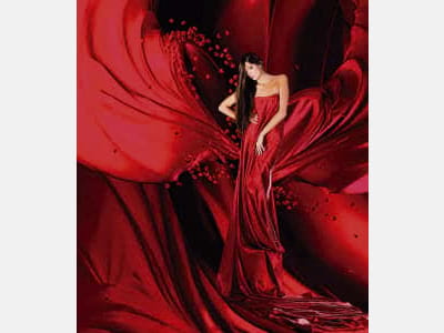 Фотошпалери Дівчина у червоній сукні