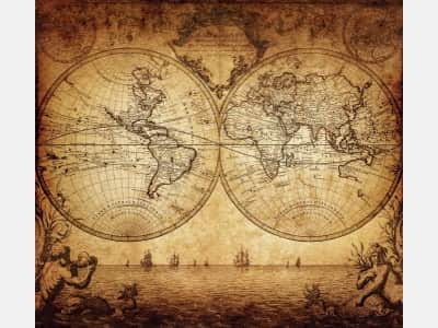 Фотообои Старинная карта земного шара