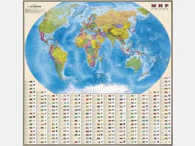 Фотообои Карта с флагами стран