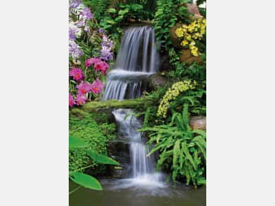 Фотообои Искусственный водопад в саду