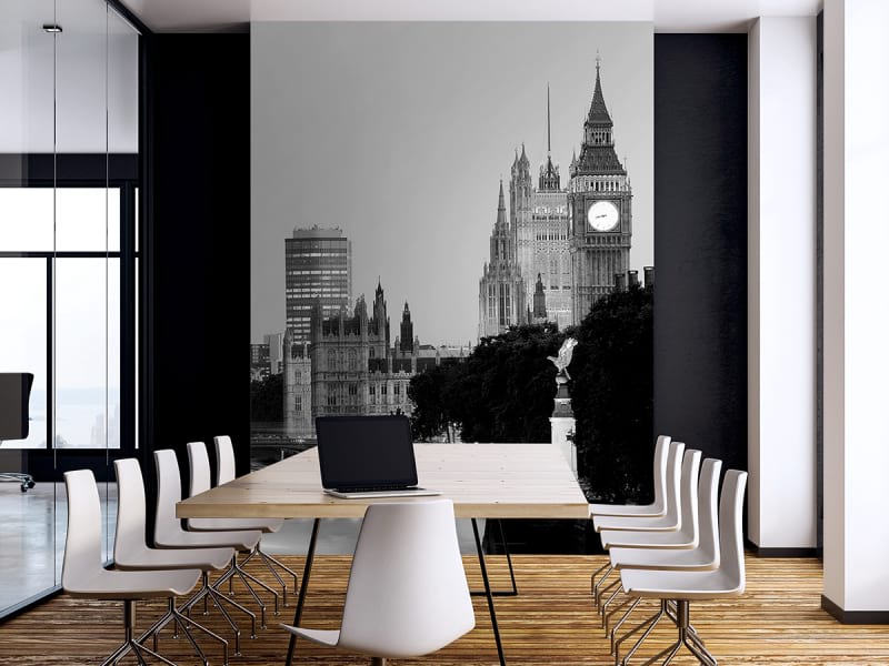 Фотообои Лондон чёрно-белый в интерьере офиса