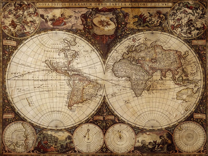 Фотообои Старая карта мира
