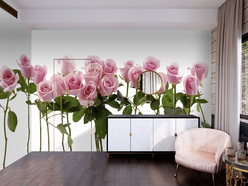 Фотошпалери Аромат ніжних троянд в інтер'єрі вітальні