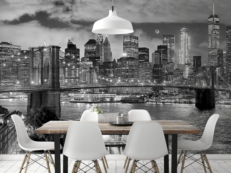 Фотообои Бруклинский мост в Нью-Йорке в интерьере кухни