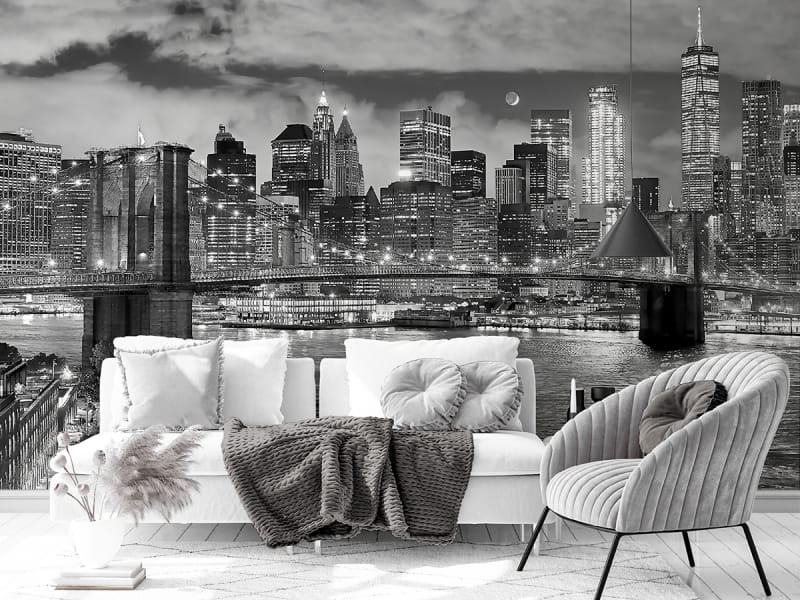 Фотошпалери Бруклінський міст у Нью-Йорку в інтер'єрі вітальні