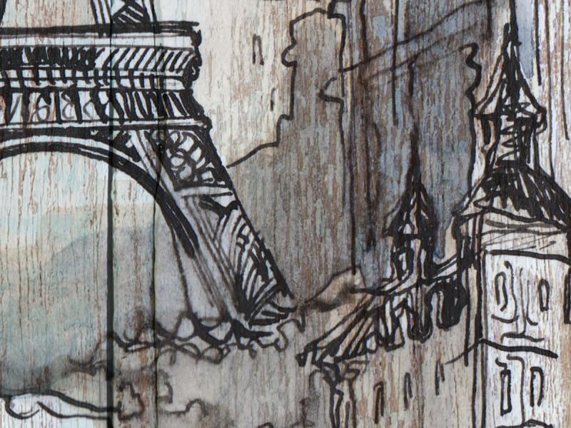 Фотообои Париж рисунок по дереву фрагмент #1