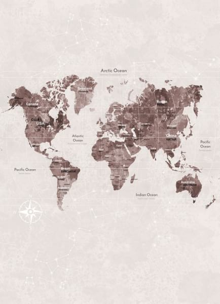 Фотообои Навигационная карта мира
