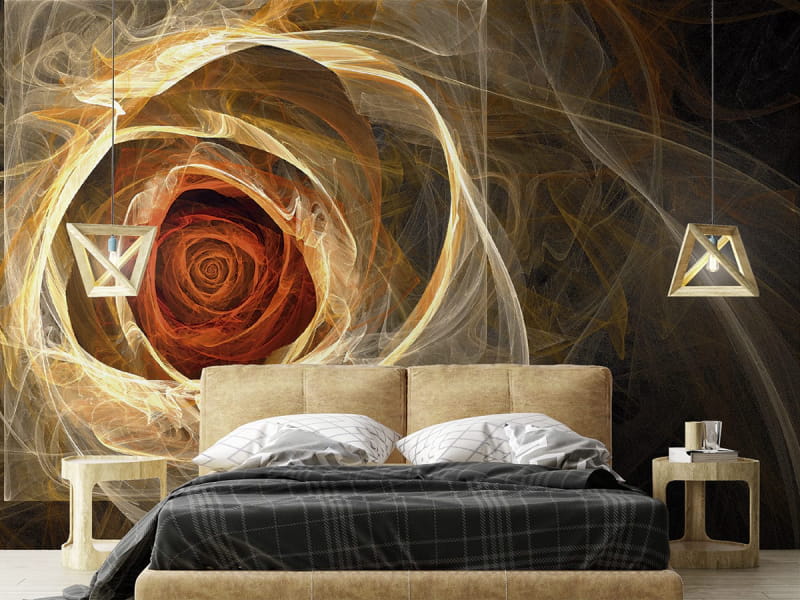 Фотошпалери Абстрактна троянда в інтер'єрі спальні