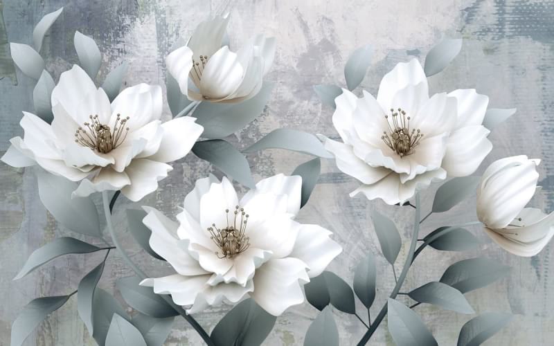 Фотообои Пышные белые цветы