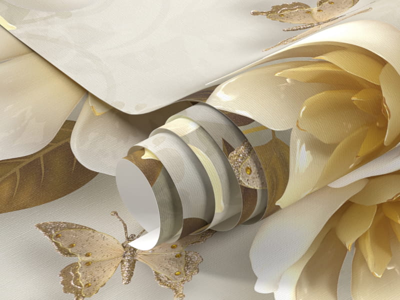 Фотошпалери 3Д квіти і перли фрагмент # 1