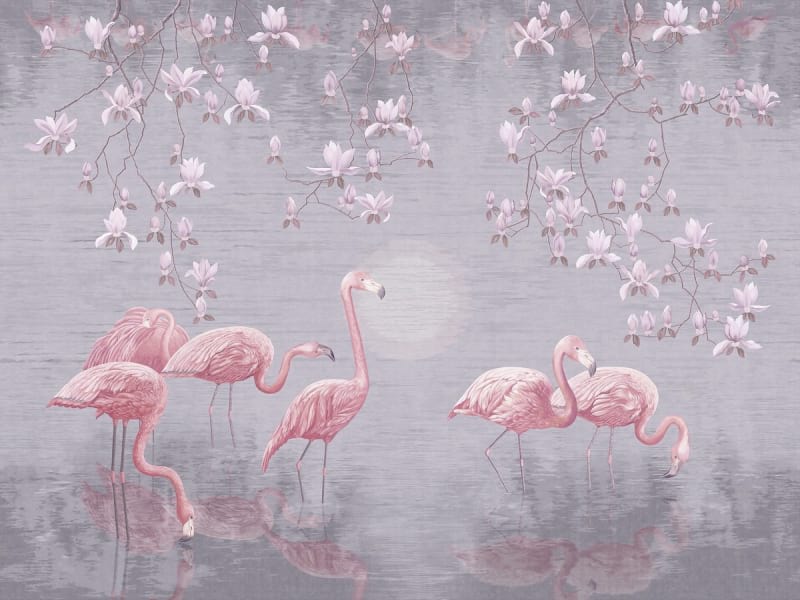Фотообои Фламинго у пруда