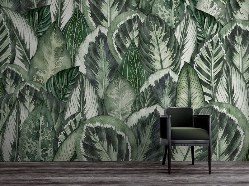 Фотошпалери Тропічні рослини на відкритій стіні