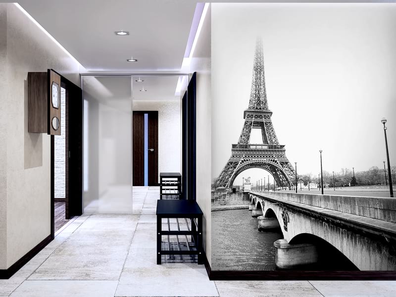 Фотообои Чёрно-белый Париж в интерьере холла