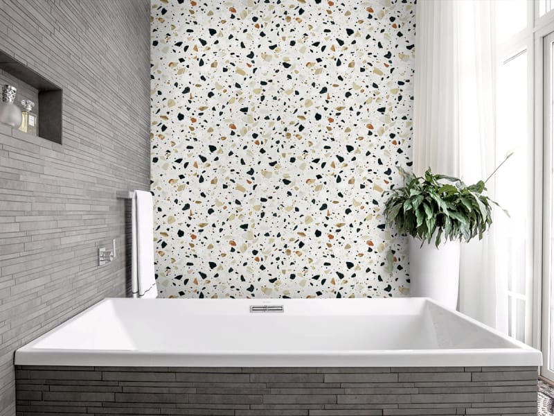 Фотообои Красивый мозаичный мрамор в интерьере ванной