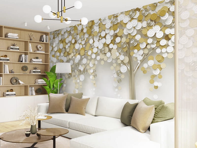 Фотообои Изысканное дерево в интерьере гостиной