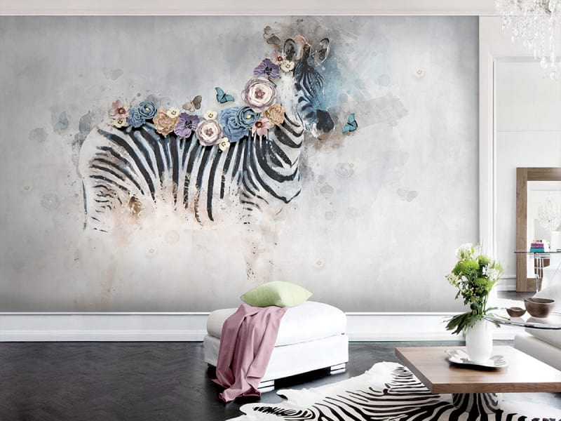 Фотообои Рисунок зебры в интерьере холла