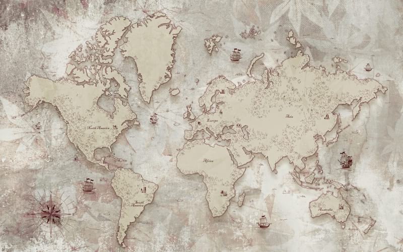 Фотообои Старинная карта мира 3Д