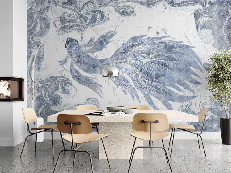 Фотообои Серебристая рыбка в интерьере кухни