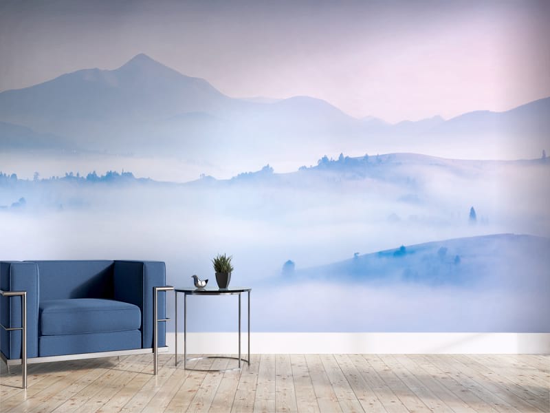 Фотообои Горы в тумане в интерьере холла