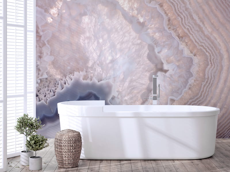 Фотообои Розовый мрамор в интерьере ванной