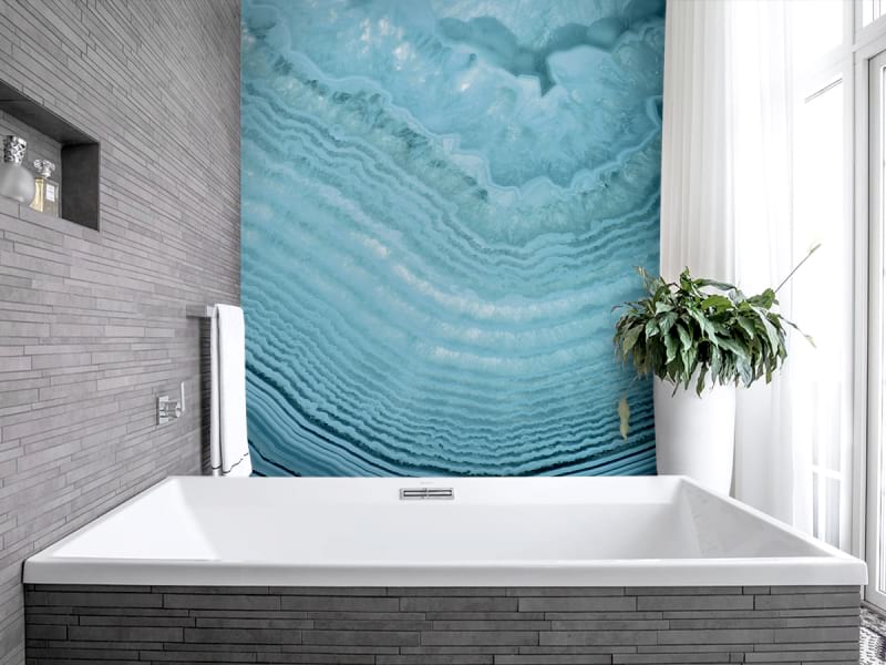 Фотообои Камень цвета морской волны в интерьере ванной