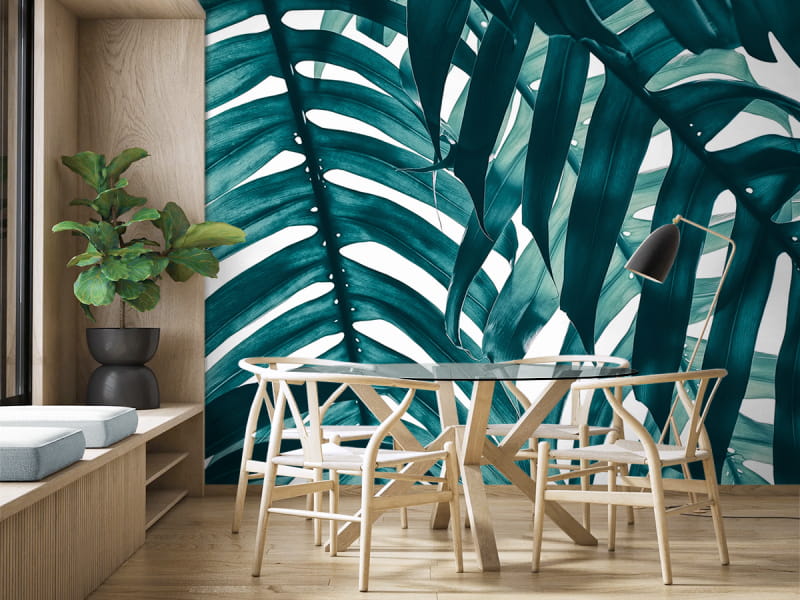 Фотошпалери Естетичне листя в інтер'єрі кухні