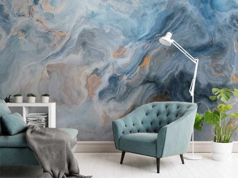 Фотообои Акварельный камень в интерьере гостиной