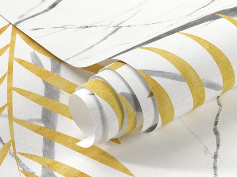 Фотошпалери Золоте листя на мармурі фрагмент # 1