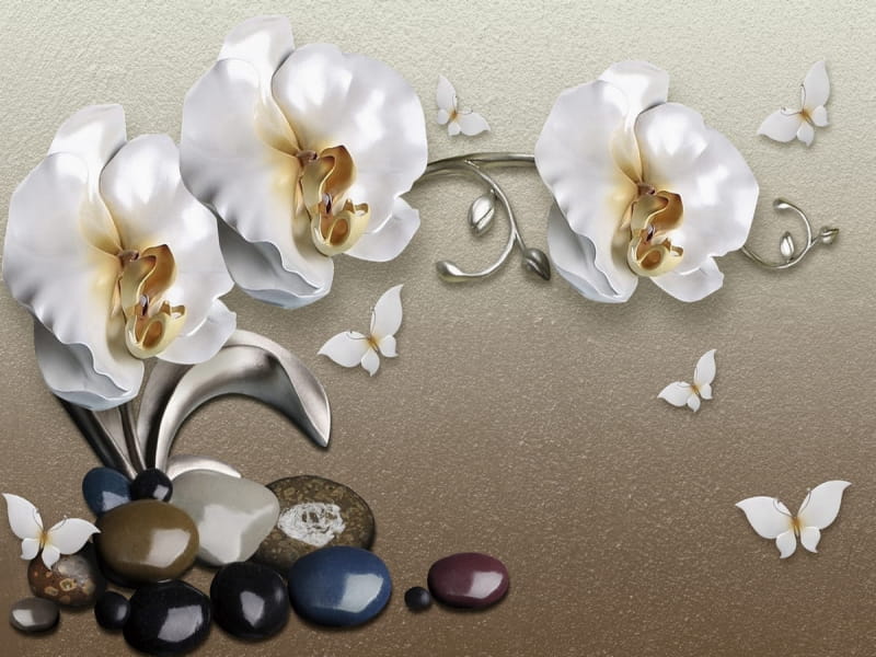 Фотообои Орхидеи на песочном фоне