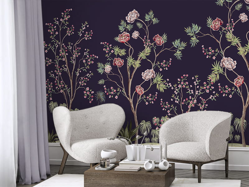 Фотообои Прекрасный ночной сад в интерьере холла