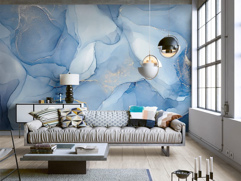 Фотошпалери Світанкова зоря в інтер'єрі вітальні